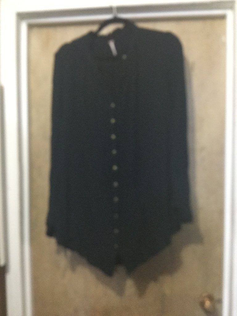 Free People Dark Navy Size Medium Gold Button Front Small Ruffle Collar And Cuff